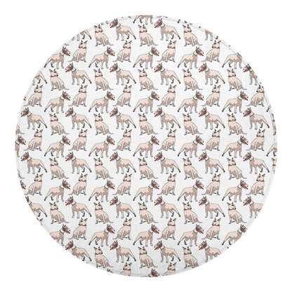 White Bull Terrier Pattern Print Round Blanket