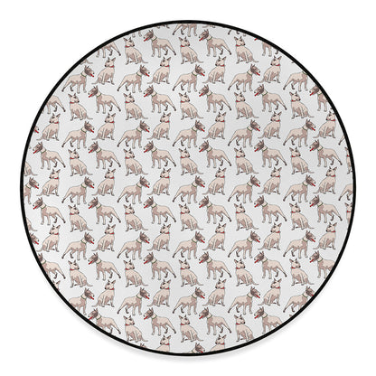 White Bull Terrier Pattern Print Round Floor Mat