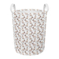 White Bull Terrier Pattern Print Round Laundry Basket