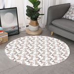 White Bull Terrier Pattern Print Round Rug
