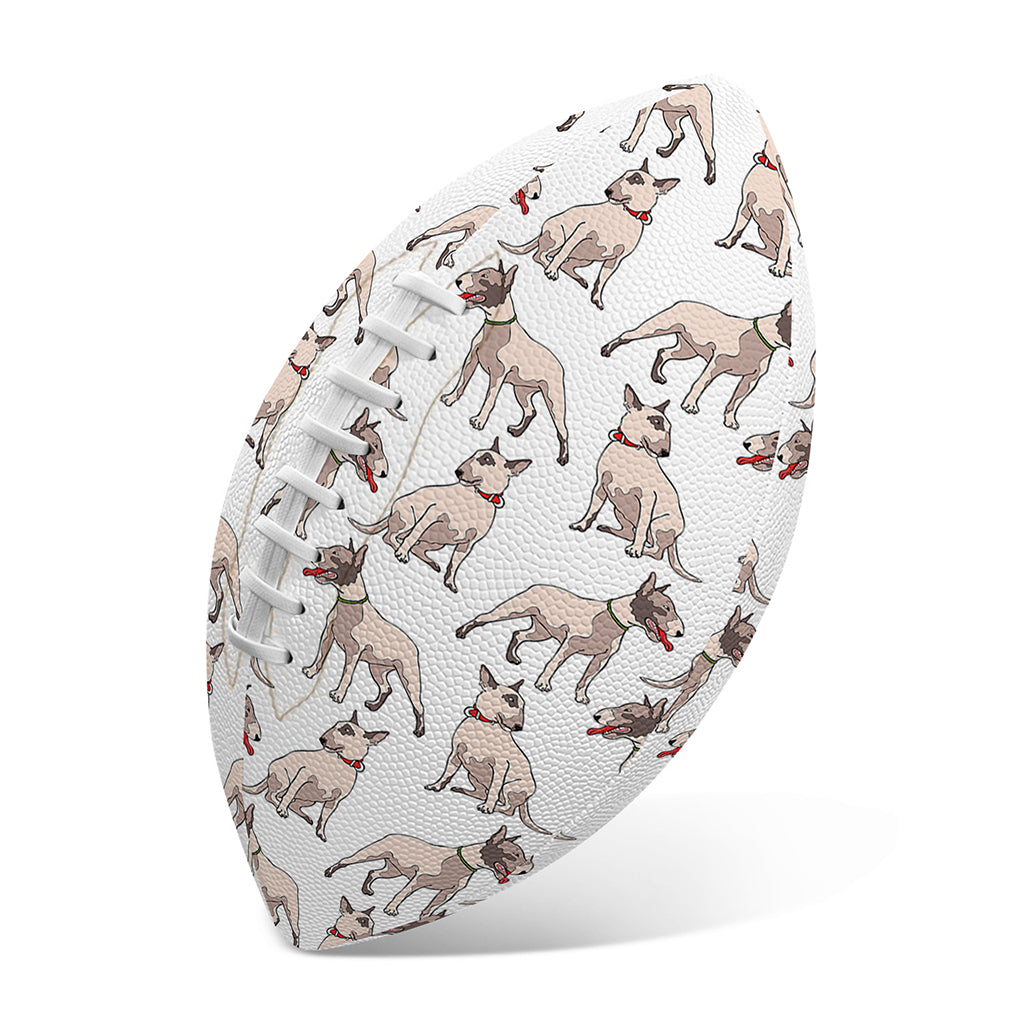 White Bull Terrier Pattern Print Rugby Ball