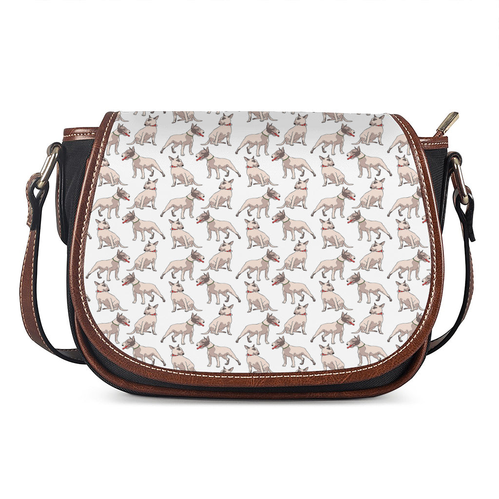 White Bull Terrier Pattern Print Saddle Bag