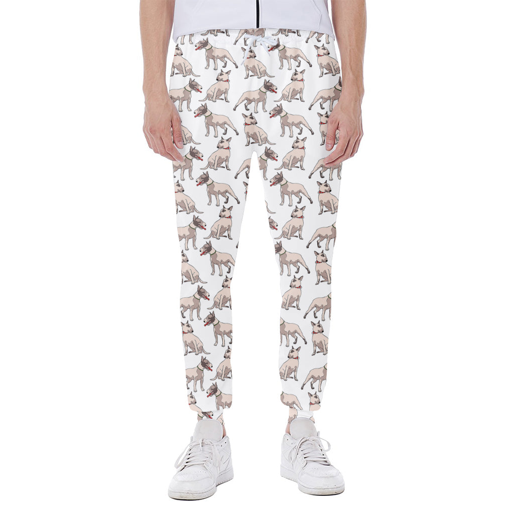 White Bull Terrier Pattern Print Scuba Joggers