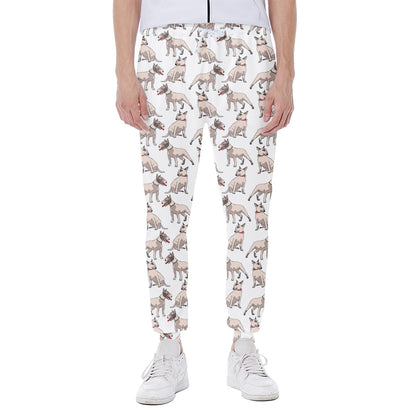 White Bull Terrier Pattern Print Scuba Joggers