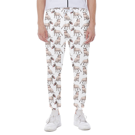 White Bull Terrier Pattern Print Scuba Joggers