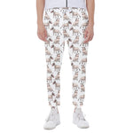 White Bull Terrier Pattern Print Scuba Joggers