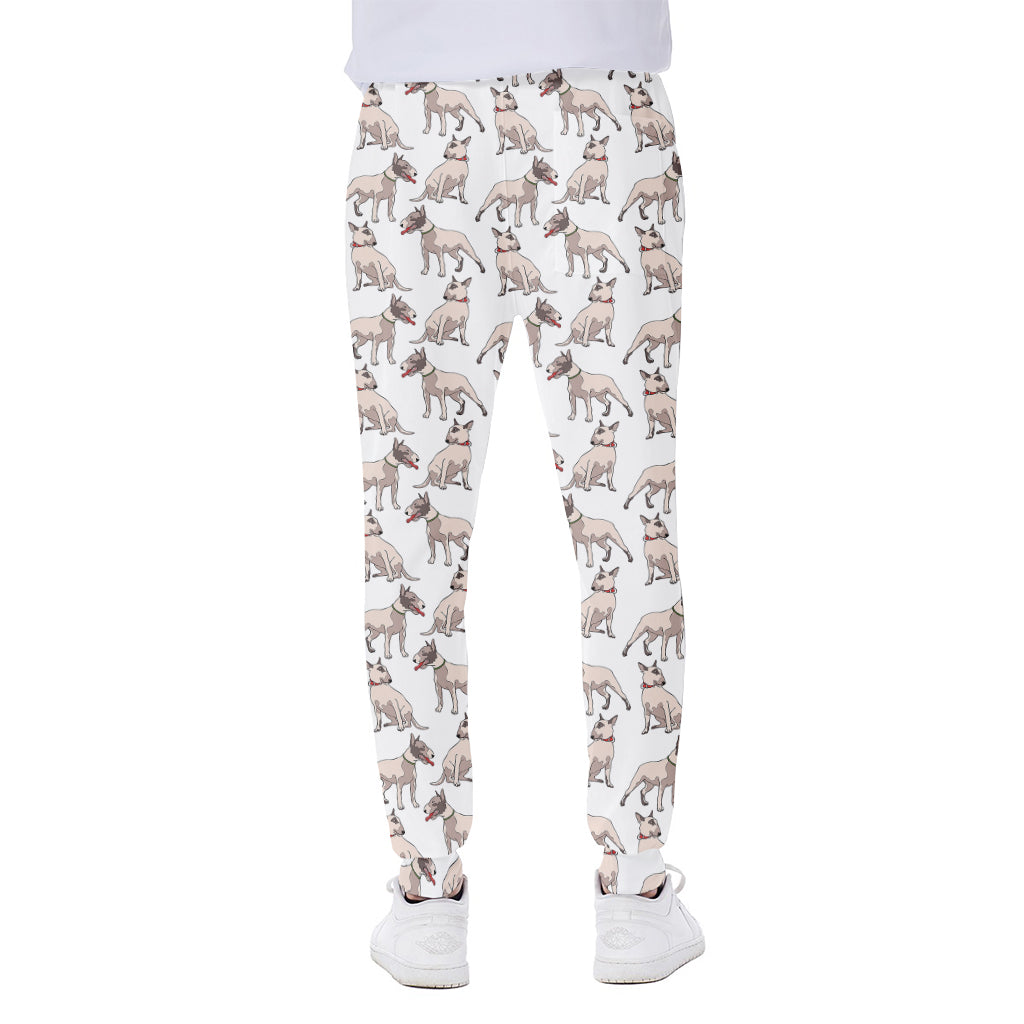 White Bull Terrier Pattern Print Scuba Joggers