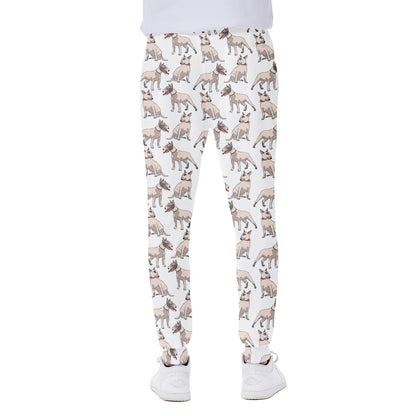 White Bull Terrier Pattern Print Scuba Joggers