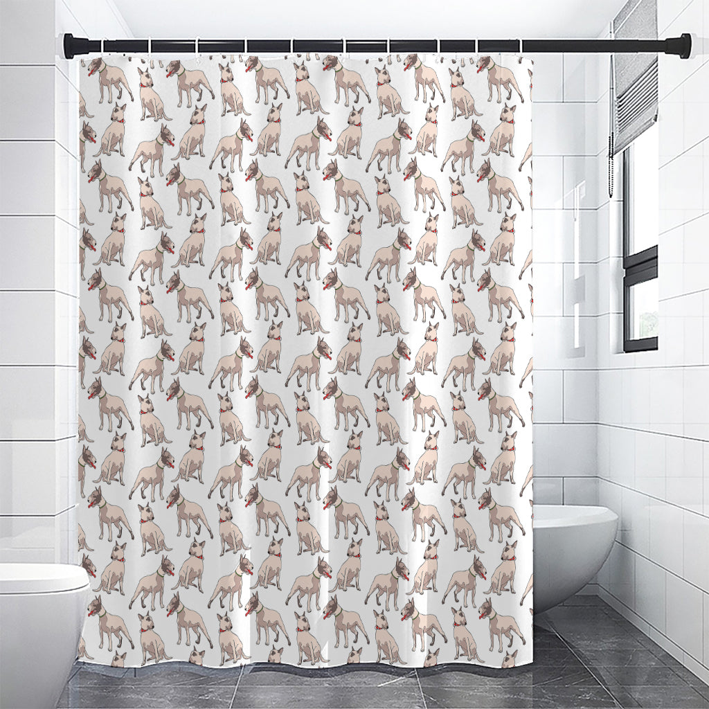 White Bull Terrier Pattern Print Shower Curtain