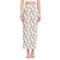 White Bull Terrier Pattern Print Side Slit Maxi Skirt