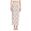 White Bull Terrier Pattern Print Side Slit Maxi Skirt