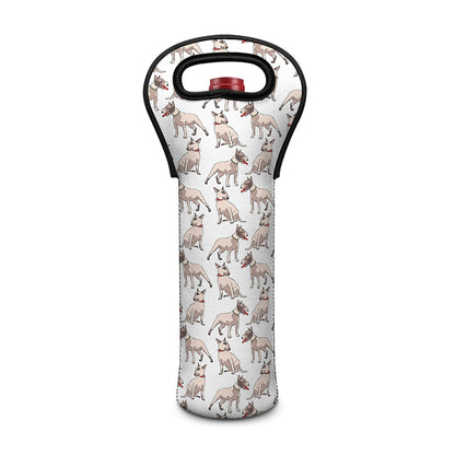 White Bull Terrier Pattern Print Single Neoprene Wine Tote