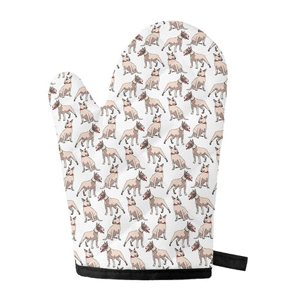 White Bull Terrier Pattern Print Single Oven Mitt