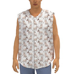 White Bull Terrier Pattern Print Sleeveless Baseball Jersey