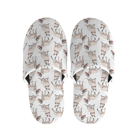 White Bull Terrier Pattern Print Slippers