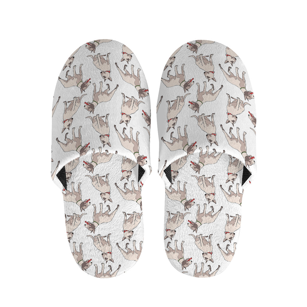 White Bull Terrier Pattern Print Slippers