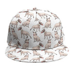 White Bull Terrier Pattern Print Snapback Cap