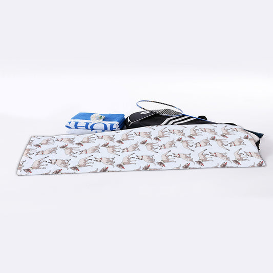 White Bull Terrier Pattern Print Sports Towel