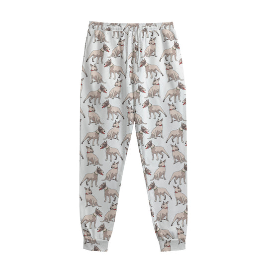 White Bull Terrier Pattern Print Sweatpants