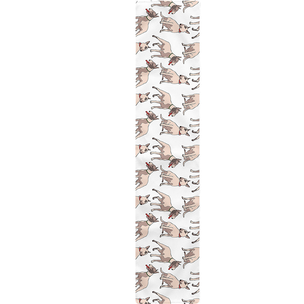 White Bull Terrier Pattern Print Table Runner