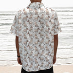 White Bull Terrier Pattern Print Textured Short Sleeve Shirt