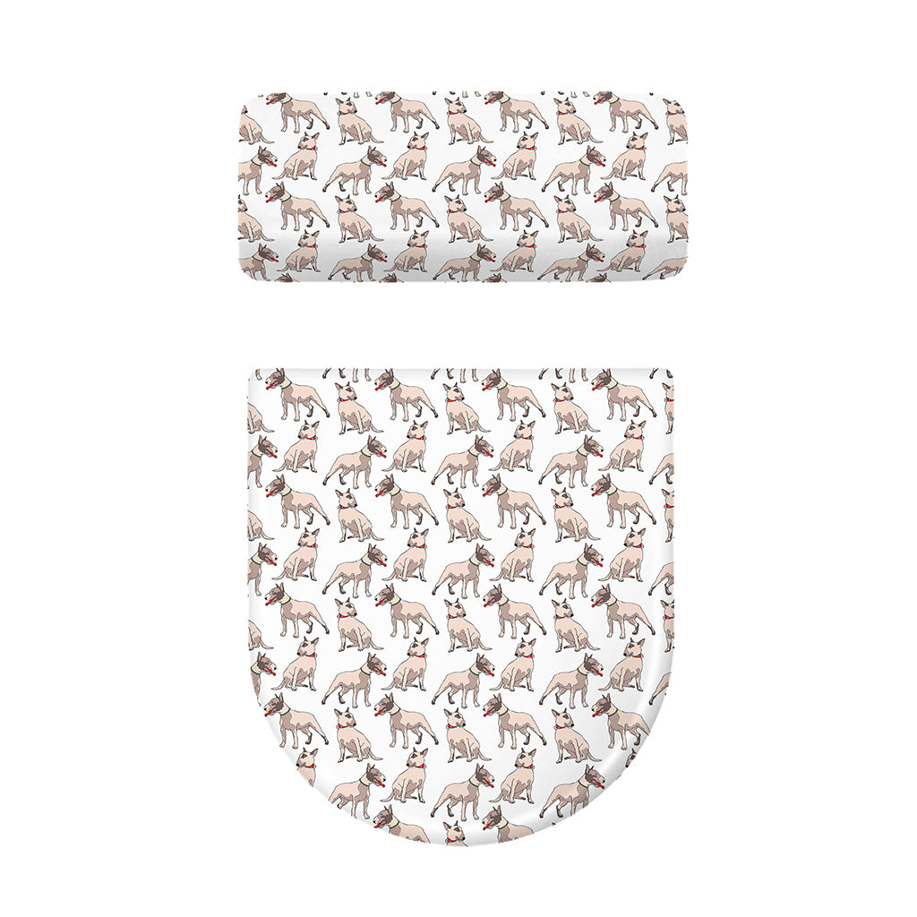 White Bull Terrier Pattern Print Toilet Lid And Tank Cover Set