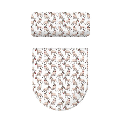 White Bull Terrier Pattern Print Toilet Lid And Tank Cover Set