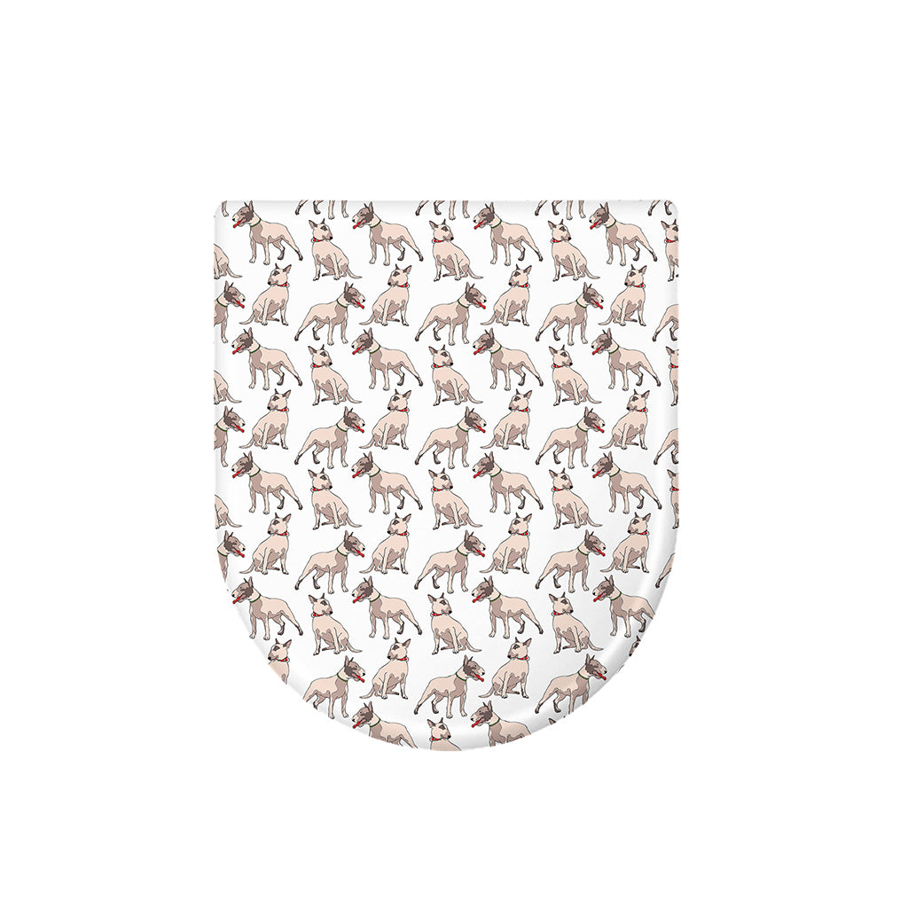 White Bull Terrier Pattern Print Toilet Lid Cover