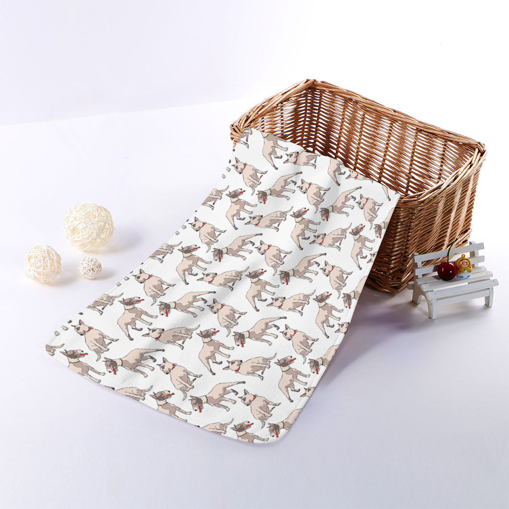 White Bull Terrier Pattern Print Towel