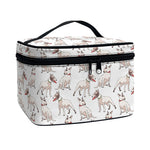 White Bull Terrier Pattern Print Travel Makeup Bag