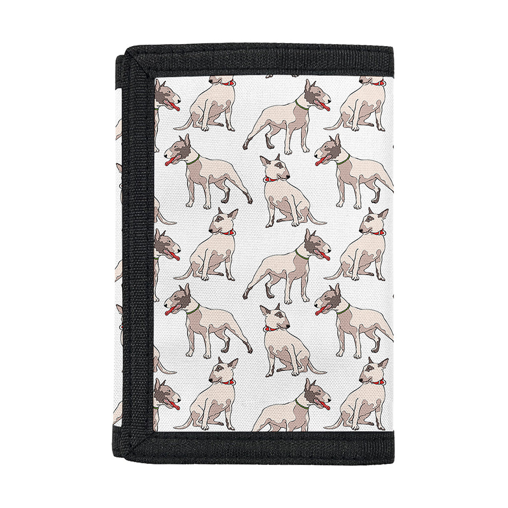 White Bull Terrier Pattern Print Trifold Wallet