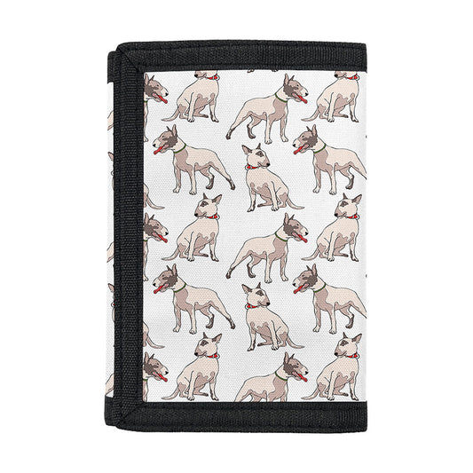 White Bull Terrier Pattern Print Trifold Wallet