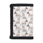 White Bull Terrier Pattern Print Trifold Wallet