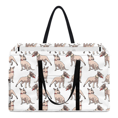 White Bull Terrier Pattern Print Utility Tote Bag