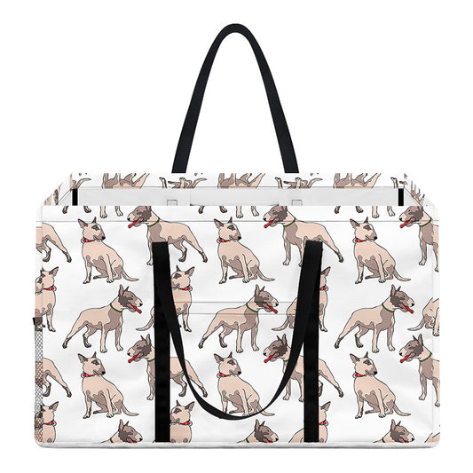 White Bull Terrier Pattern Print Utility Tote Bag