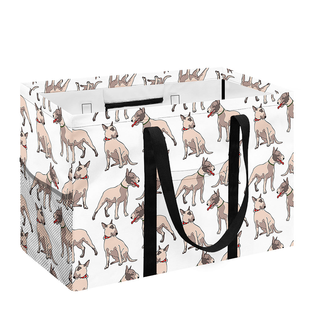 White Bull Terrier Pattern Print Utility Tote Bag