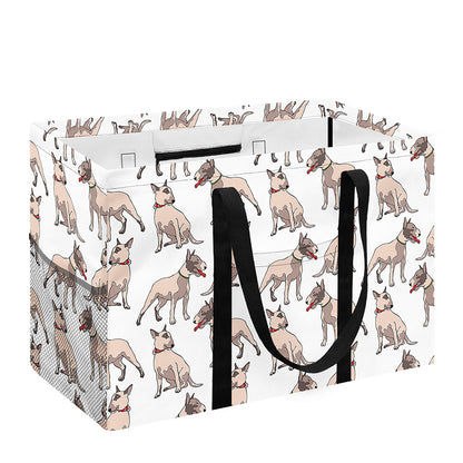 White Bull Terrier Pattern Print Utility Tote Bag