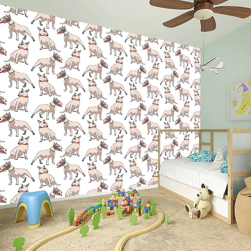 White Bull Terrier Pattern Print Wall Sticker