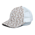 White Bull Terrier Pattern Print White Mesh Trucker Cap