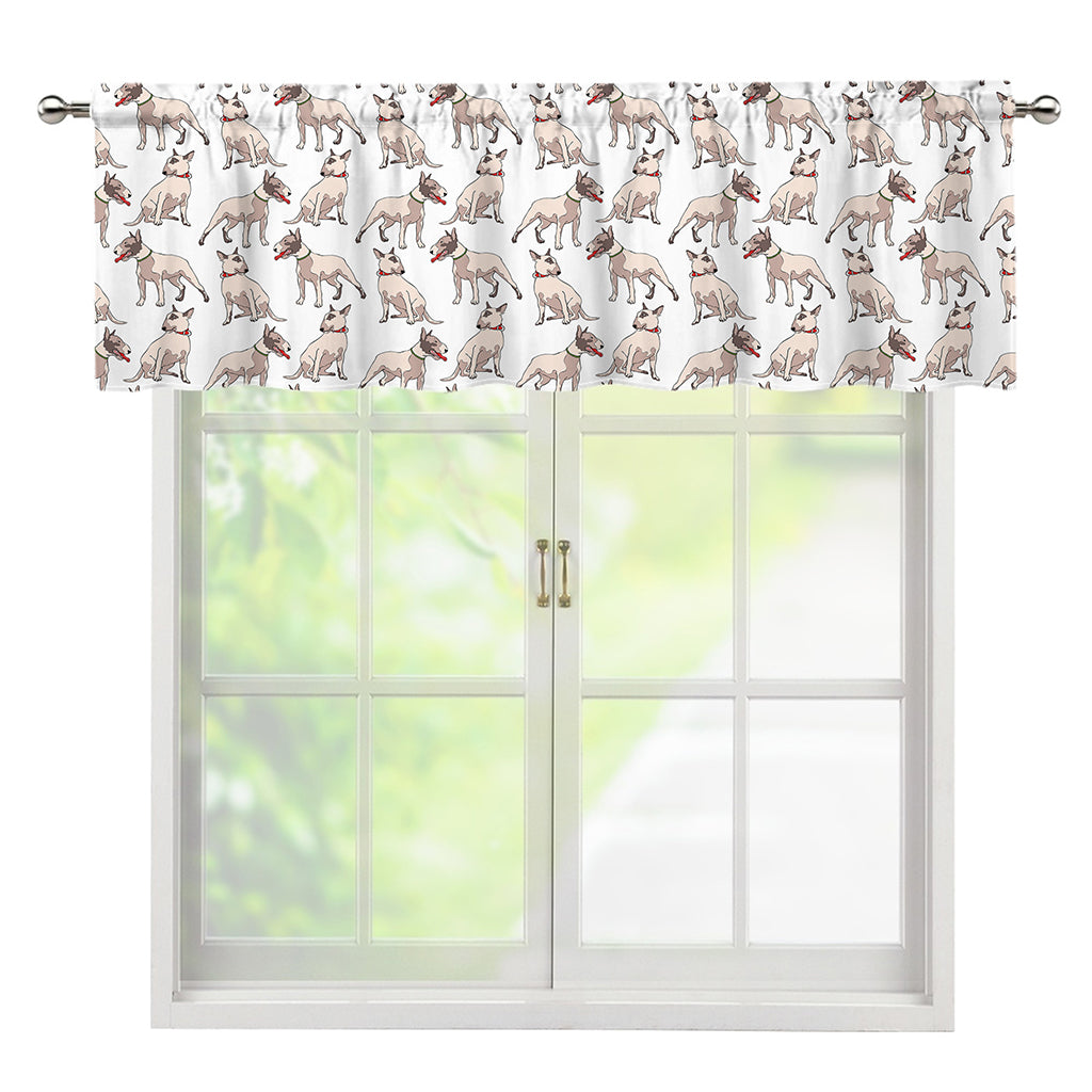 White Bull Terrier Pattern Print Window Valance