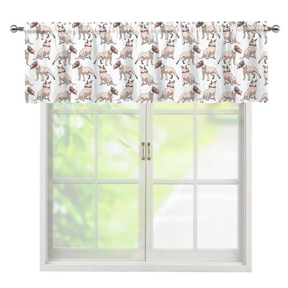 White Bull Terrier Pattern Print Window Valance
