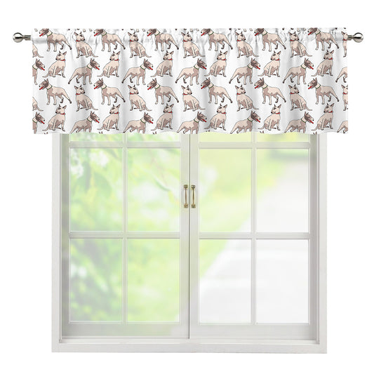 White Bull Terrier Pattern Print Window Valance