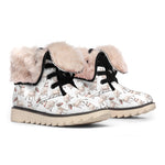 White Bull Terrier Pattern Print Winter Boots