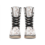 White Bull Terrier Pattern Print Winter Boots