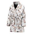 White Bull Terrier Pattern Print Women's Bathrobe