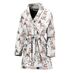 White Bull Terrier Pattern Print Women's Bathrobe