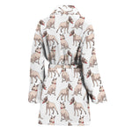White Bull Terrier Pattern Print Women's Bathrobe