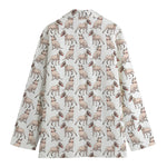 White Bull Terrier Pattern Print Women's Blazer