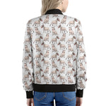 White Bull Terrier Pattern Print Women's Bomber Jacket