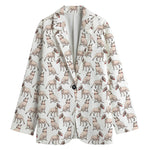 White Bull Terrier Pattern Print Women's Cotton Blazer